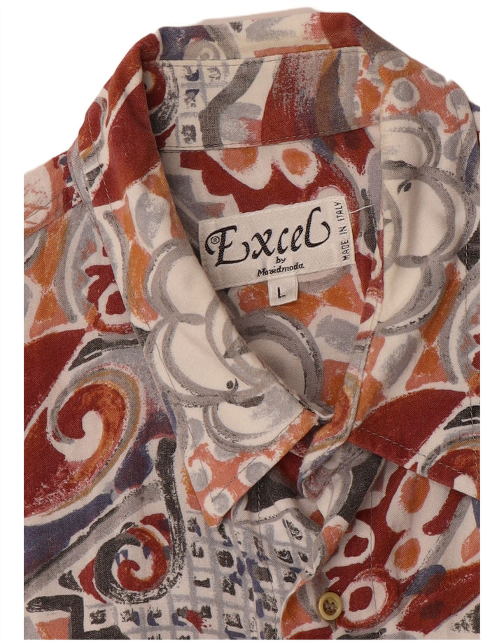 EXCEL Mens Abstract Pattern Short Sleeve Shirt Large Multicoloured