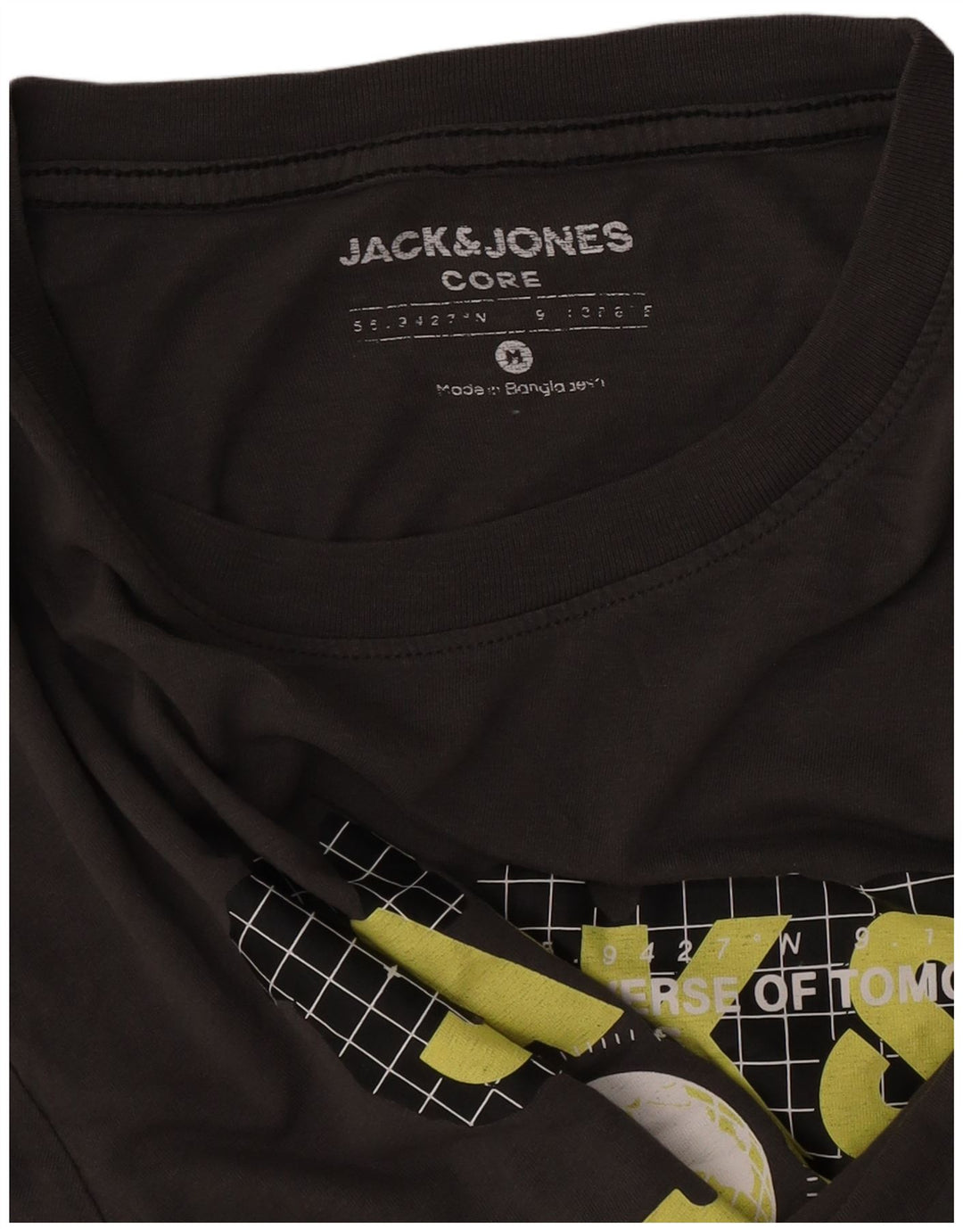 Jack & Jones Mens Graphic T-Shirt Top Medium Grey
