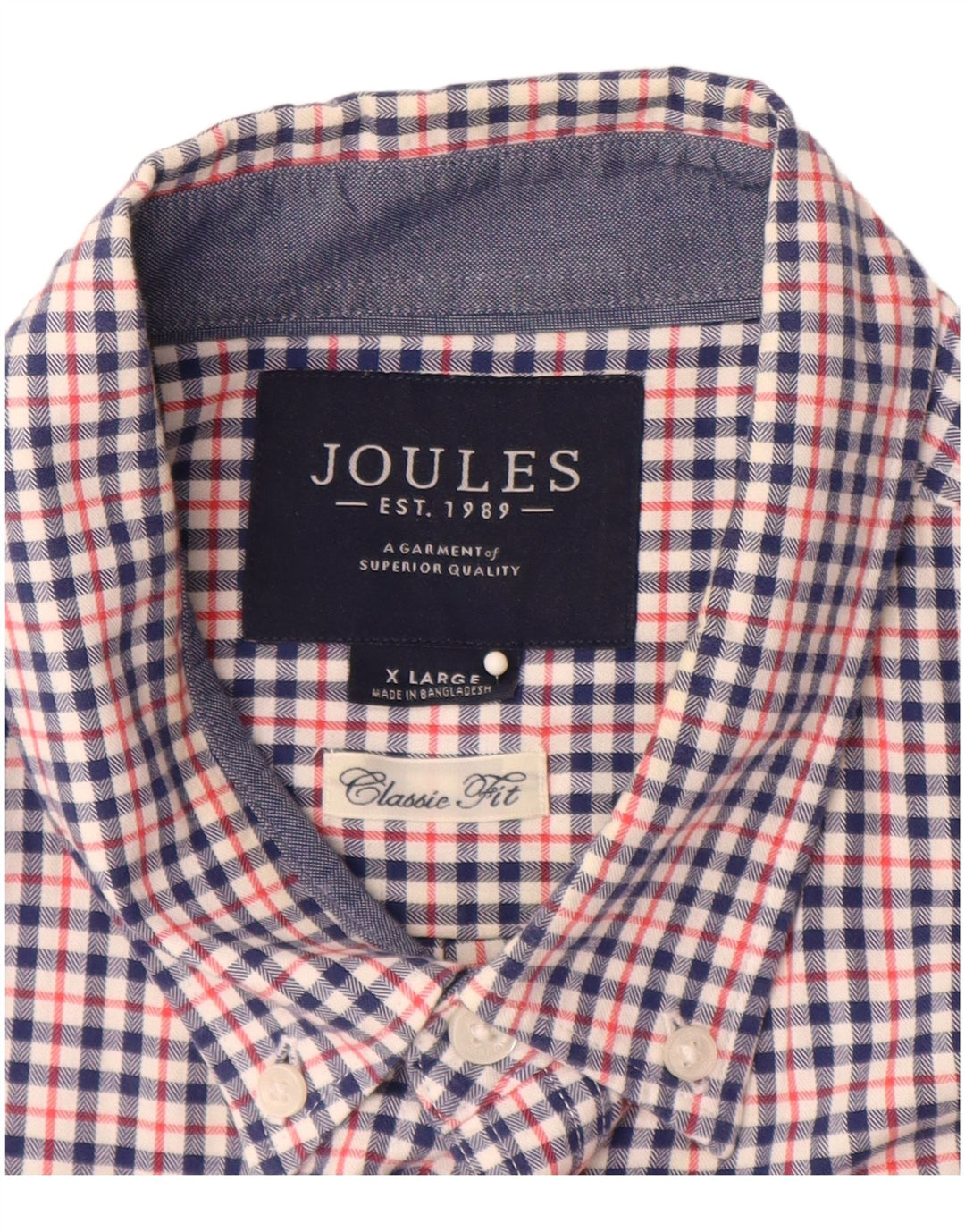 JOULES Mens Classic Fit Flannel Shirt XL Multicoloured Gingham Cotton