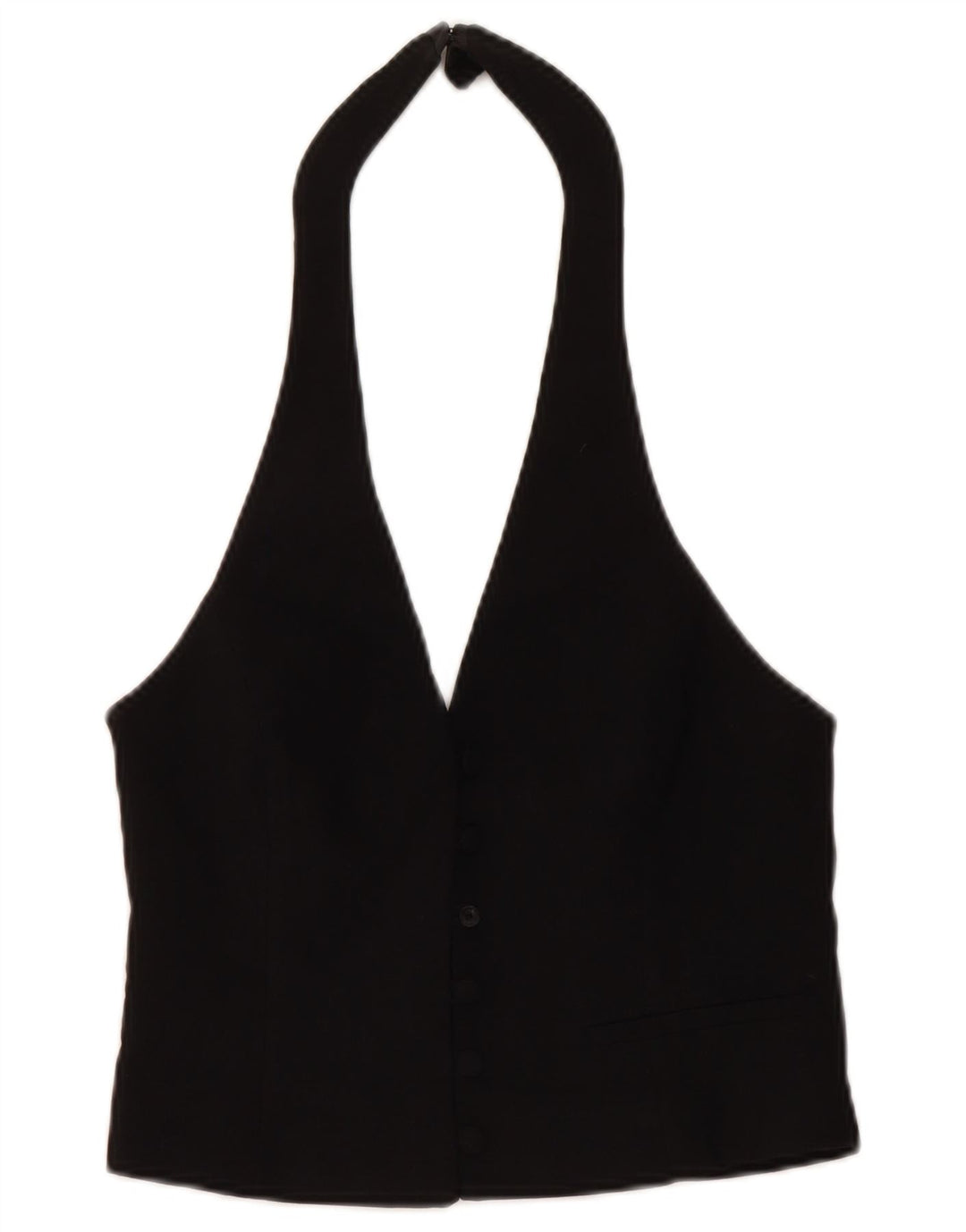 Zara Womens Crop Halter Top UK 12 Medium Black Viscose