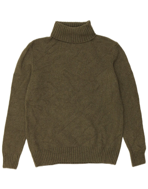 Zara Mens Roll Neck Jumper Sweater Medium Khaki Wool
