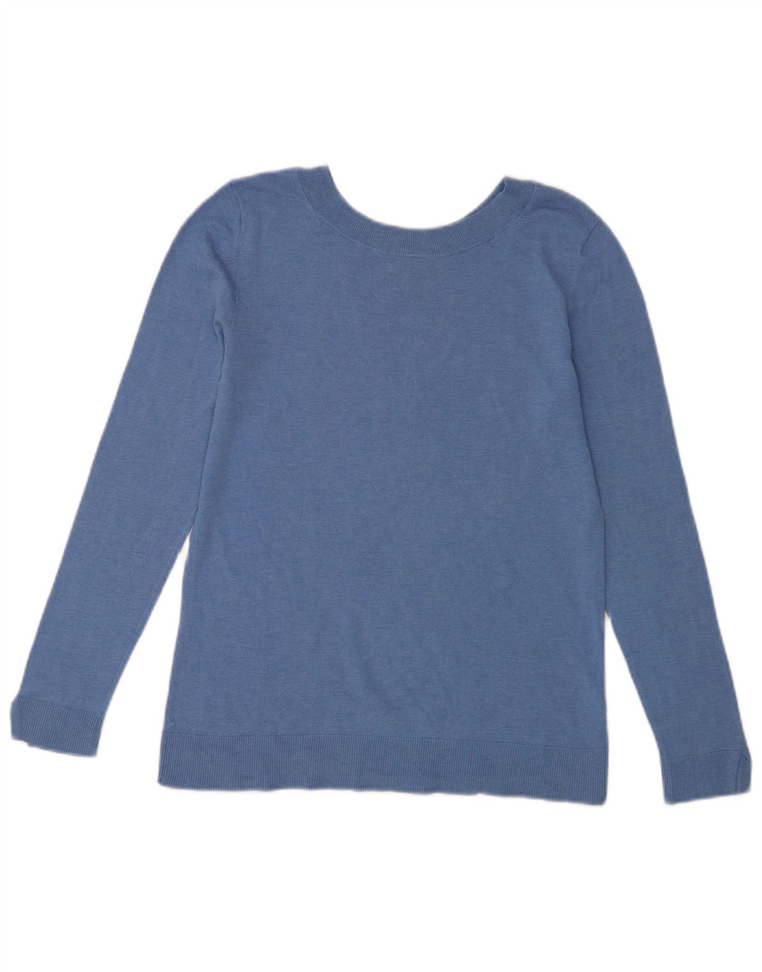 Massimo Dutti Womens Boat Neck Jumper Sweater UK 12 Medium Blue Silk