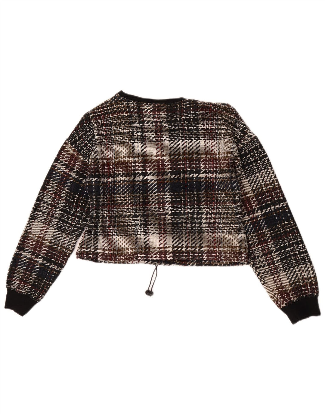 Zara Womens Trafaluc Long Sleeve Crop Top UK 10 Small Multicoloured Check