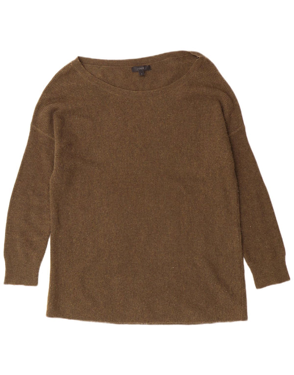 J. Crew Womens Boat Neck Jumper Sweater UK 10 Small Khaki Wool