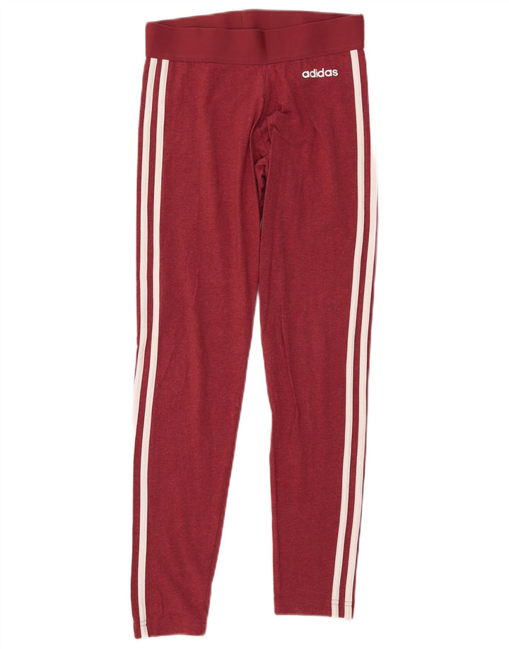 ADIDAS Womens Leggings UK 8/10 Small  Burgundy Cotton