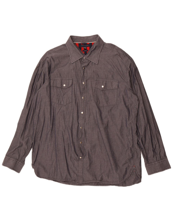 Tommy Hilfiger Mens trim fit Shirt 2XL Grey Cotton