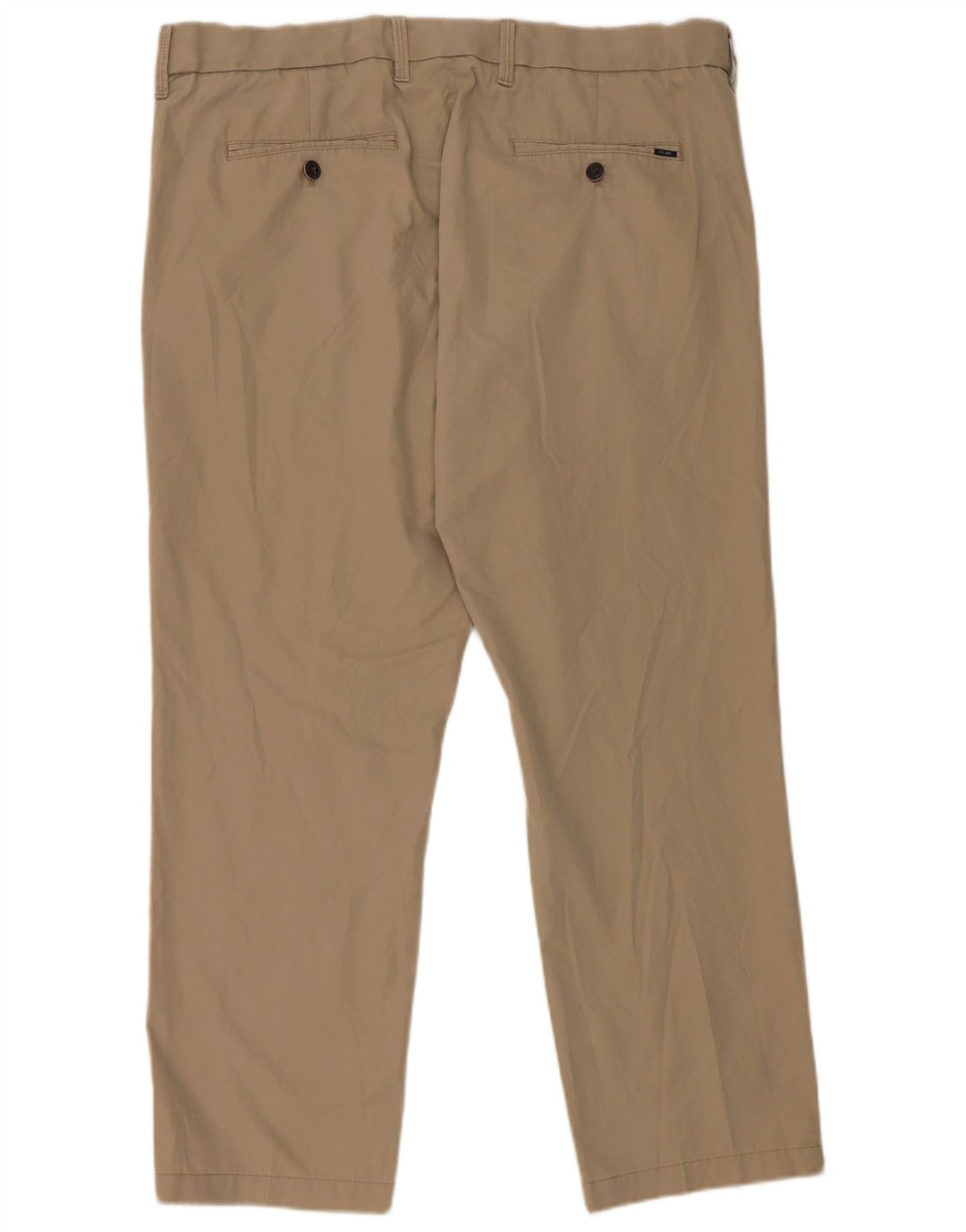 Marks & Spencer Mens Straight Suit Trousers W38 L29 Beige Cotton