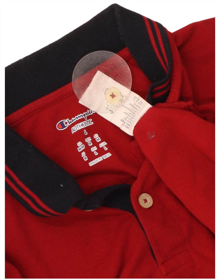 CHAMPION Mens Polo Shirt Large Red Cotton