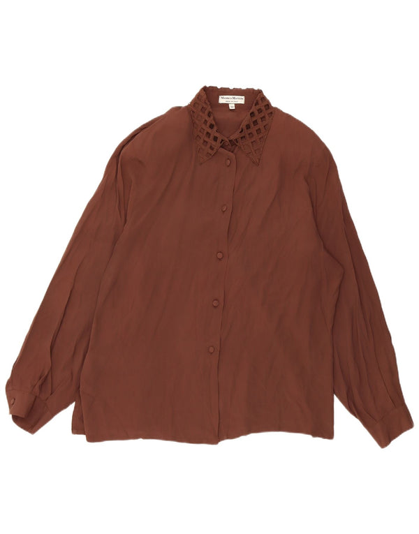 Vintage Womens Shirt Blouse IT 50 XL Brown Acetate