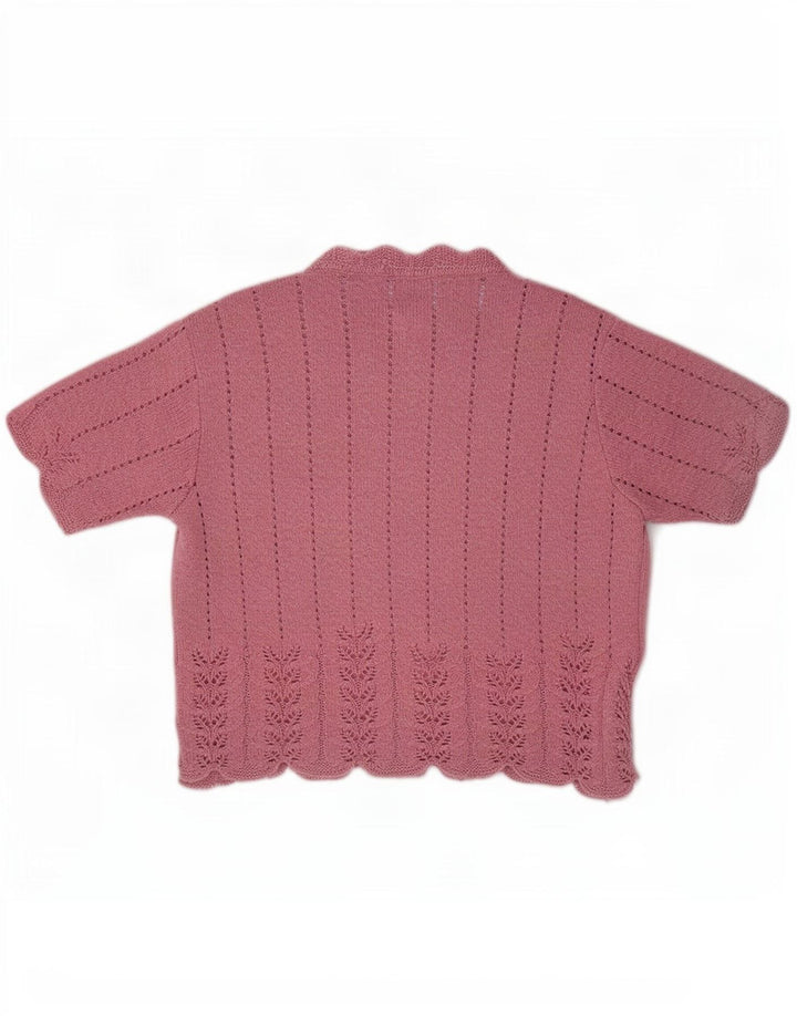 St Michael Womens Short Sleeve Crew Neck Jumper Sweater UK 14 Medium Pink