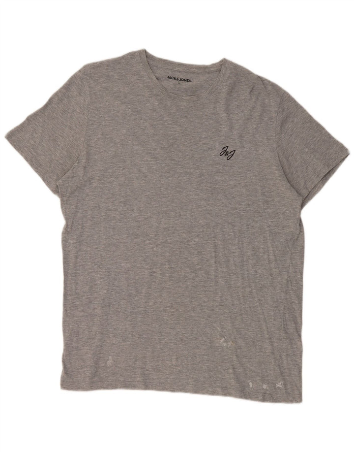 Jack & Jones Mens T-Shirt Top XL Grey Cotton