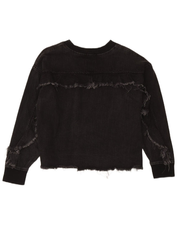 Zara Womens Sweatshirt Jumper UK 14 Medium Black Cotton