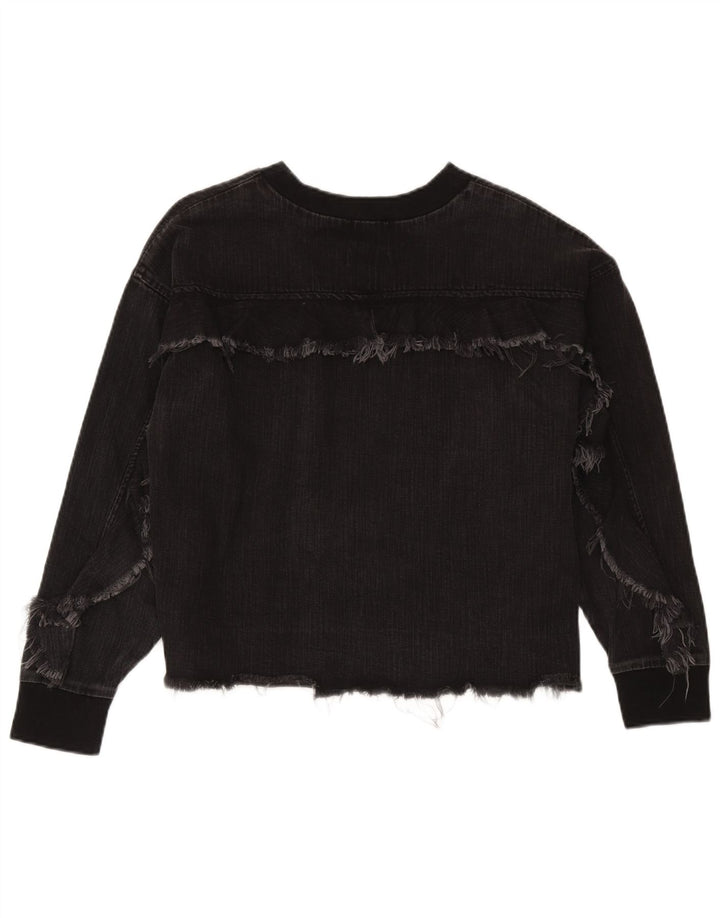 Zara Womens Sweatshirt Jumper UK 14 Medium Black Cotton