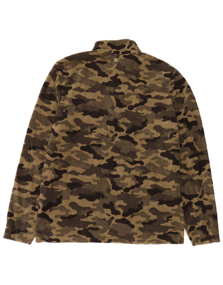 Mountain Warehouse Mens Zip Neck Fleece Jumper Medium Beige Camouflage