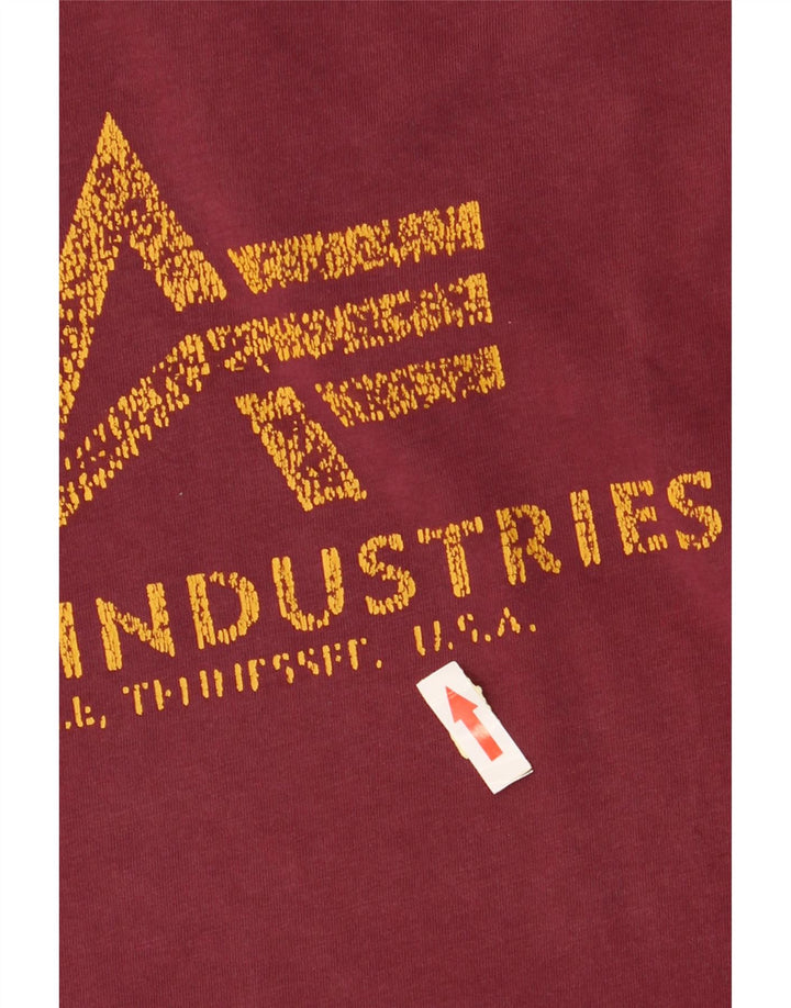 ALPHA INDUSTRIES Womens Graphic T-Shirt Top UK 14 Medium Burgundy Cotton
