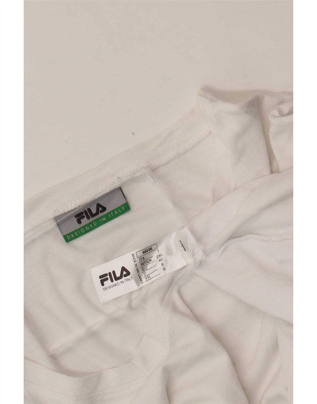 Fila Mens T-Shirt Top 2XL White Cotton