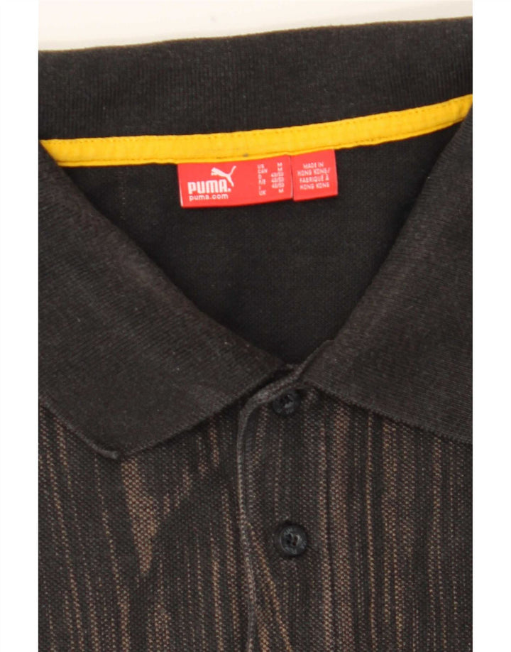 Puma Mens Polo Shirt Medium Brown Striped