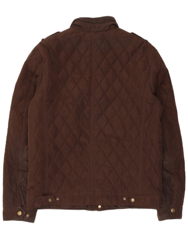 Zara Mens Military Quilted Jacket UK 42 XL Brown