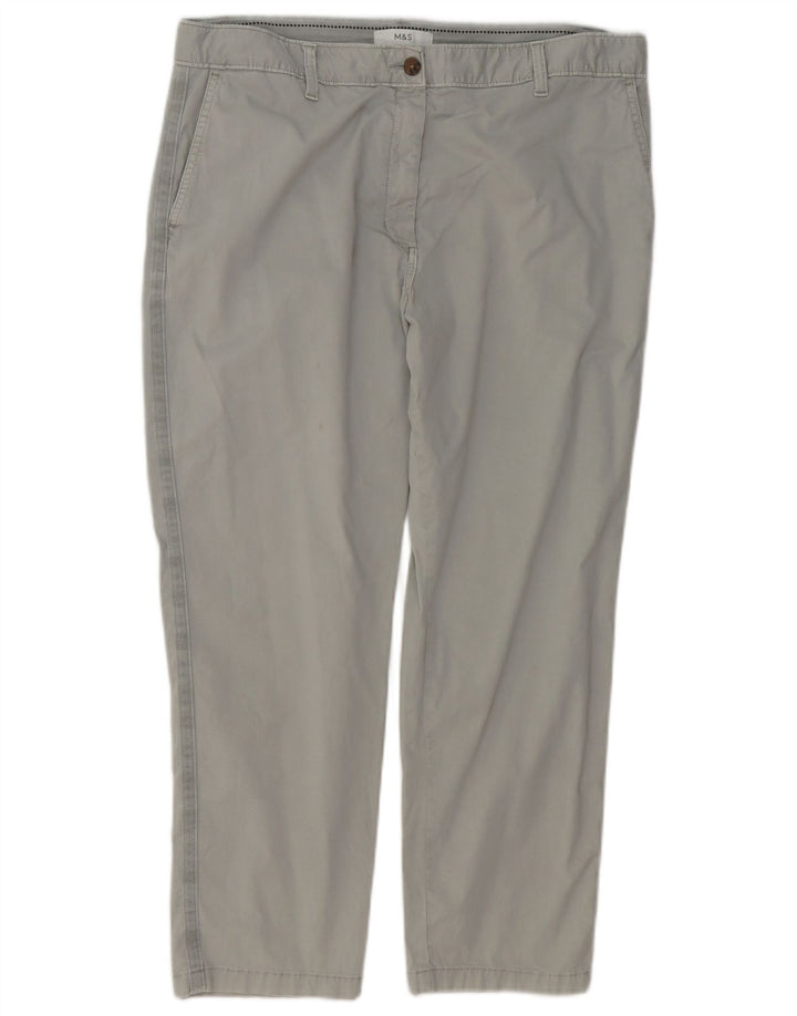 Marks & Spencer Womens Cropped Trousers UK 16 Large W36 L26 Grey Cotton