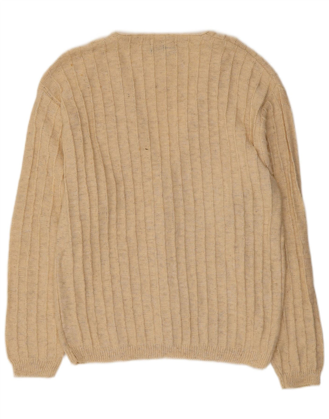 Vintage Mens Cardigan Sweater Medium Beige Cotton