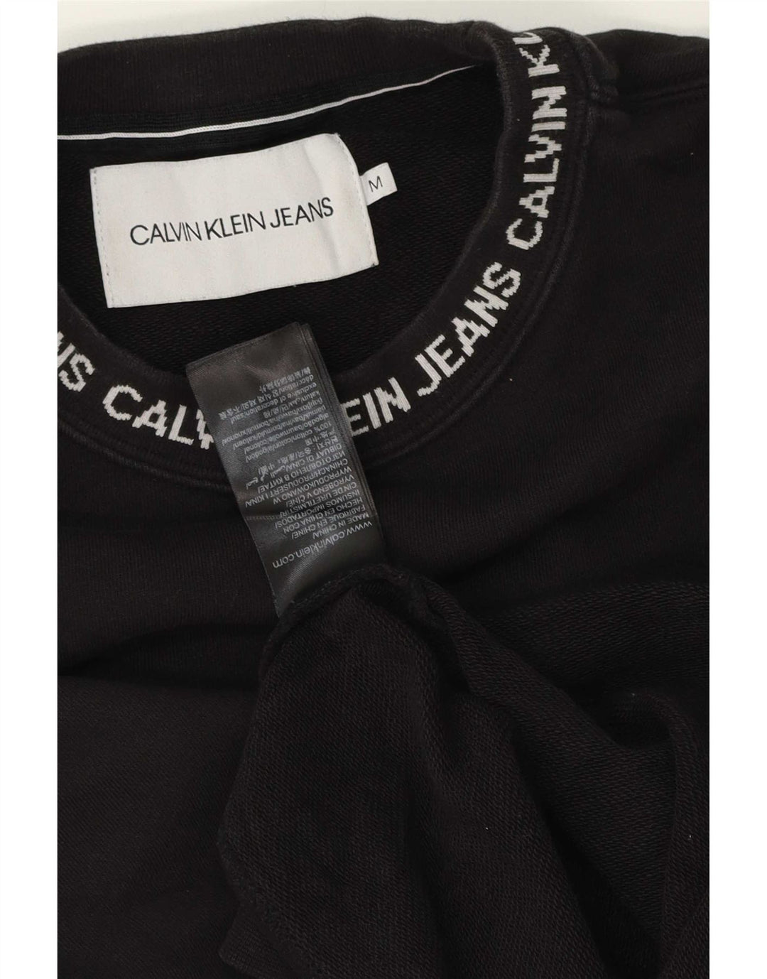 Calvin Klein Jeans Mens Graphic Sweatshirt Jumper Medium Black Cotton