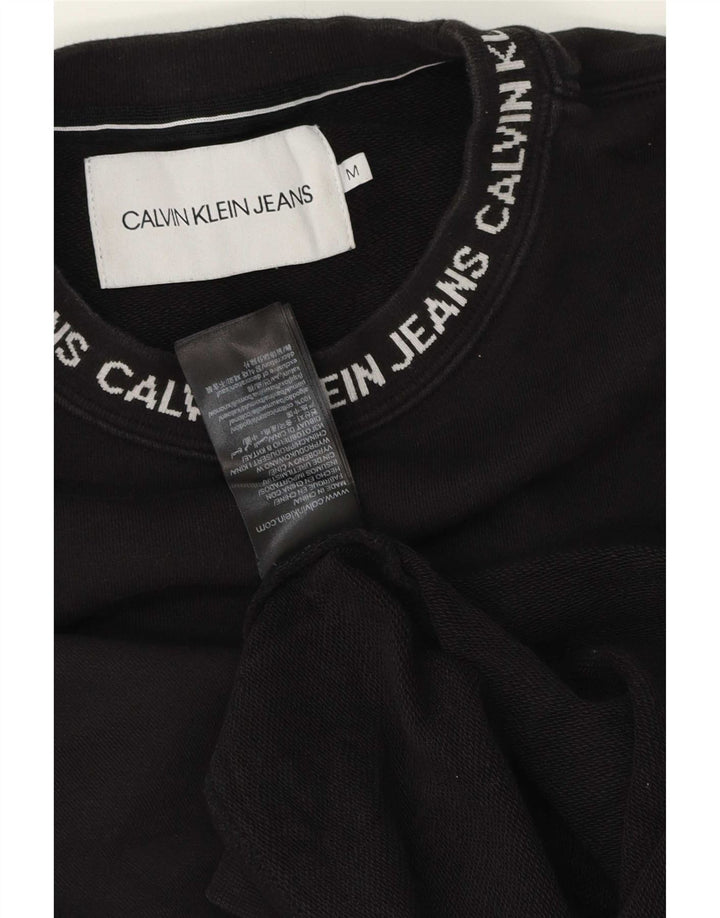 Calvin Klein Jeans Mens Graphic Sweatshirt Jumper Medium Black Cotton