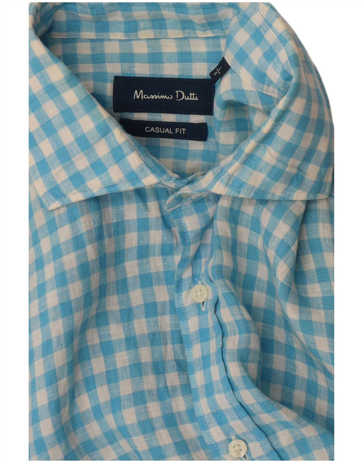 Massimo Dutti Mens Casual Fit Shirt Large Blue Gingham