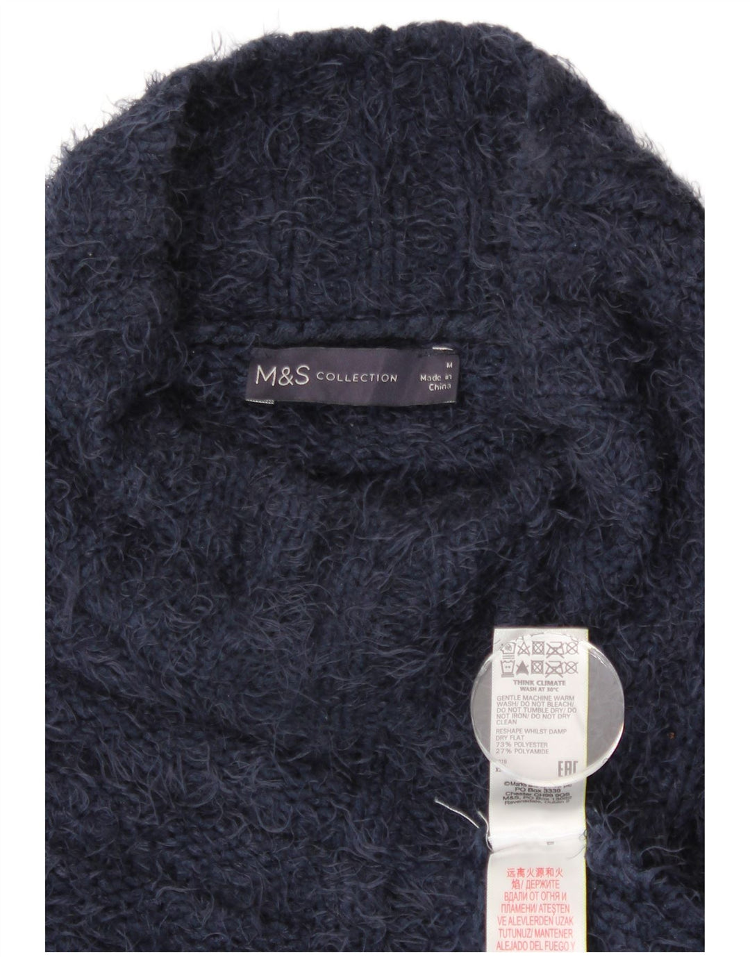 MARKS & SPENCER Womens Turtle Neck Jumper Sweater UK 14 Medium Navy Blue