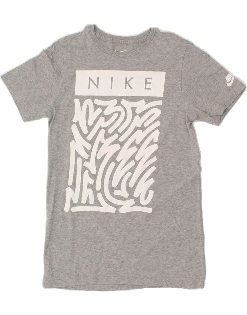 NIKE Womens Athletic Cut Graphic T-Shirt Top UK 6 XS Grey Cotton Vintage Nike and Second-Hand Nike from Messina Hembry 