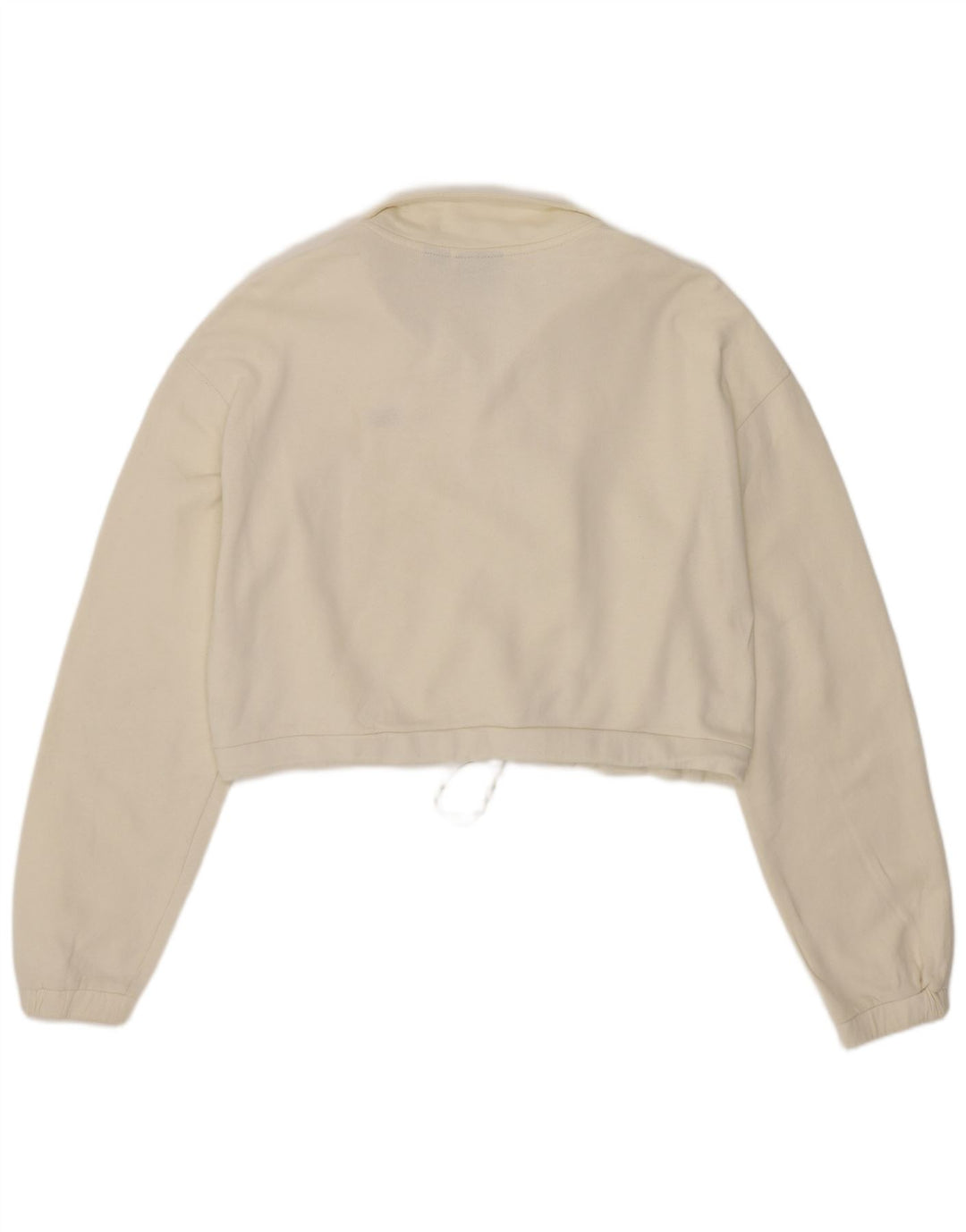 Vans Womens Oversized Crop Zip Neck Sweatshirt Jumper UK 10 Small Off White