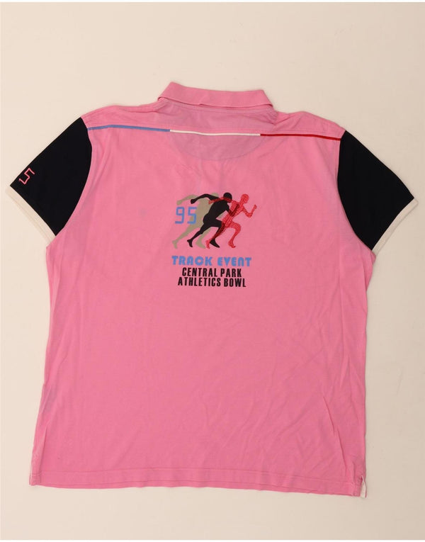Harmont & Blaine Mens Narrow Fit Graphic Polo Shirt 4XL Pink Colourblock