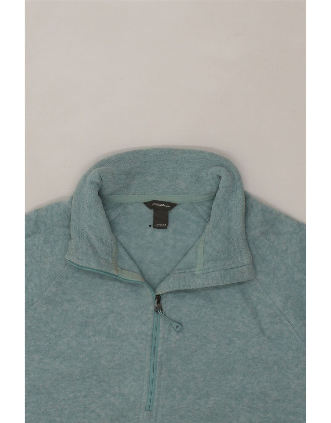 EDDIE BAUER Womens Zip Neck Fleece Jumper UK 16 Large Turquoise Polyester Vintage Eddie Bauer and Second-Hand Eddie Bauer from Messina Hembry 