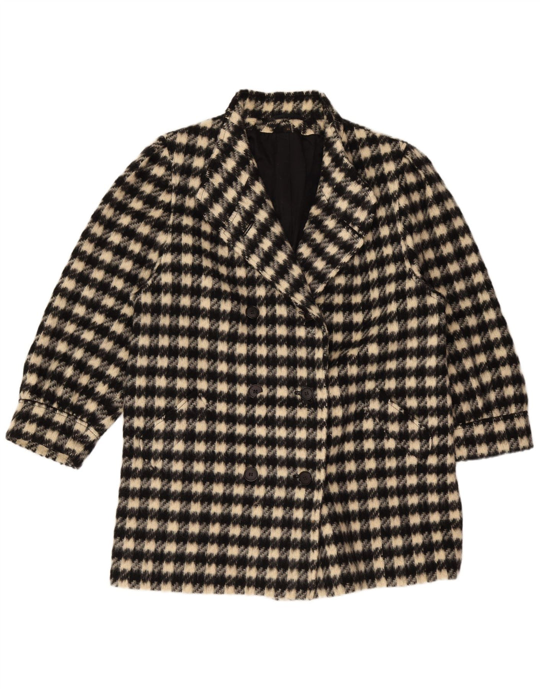 Canda Womens Double Breasted Coat EU 44 XL Beige Check New Wool