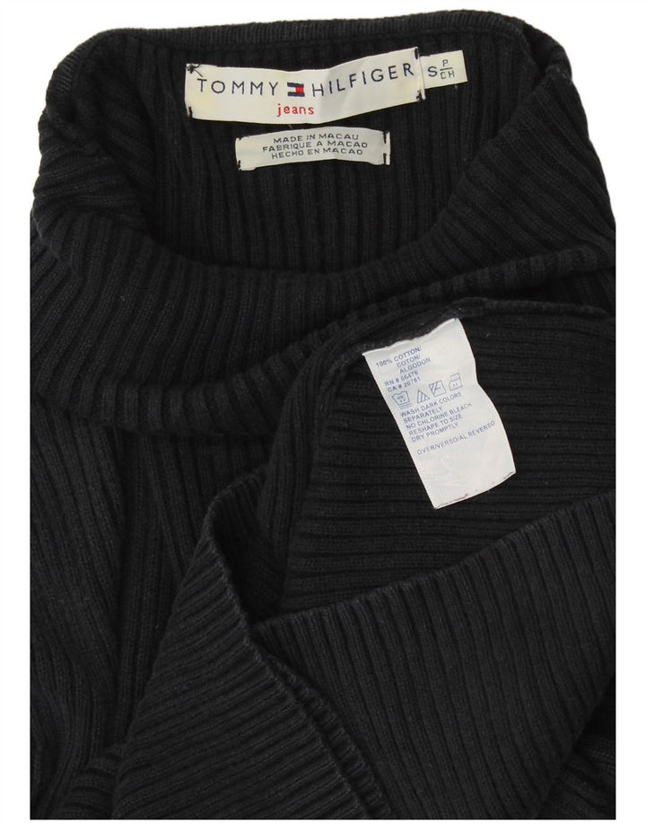 TOMMY HILFIGER Womens Roll Neck Jumper Sweater UK 8 Small Black Cotton