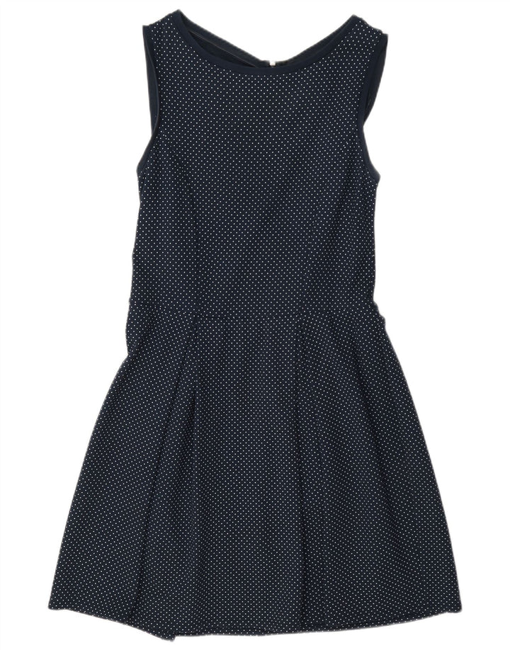 Max & Co. Womens Sleeveless A-Line Dress UK 12 Medium Navy Blue Spotted