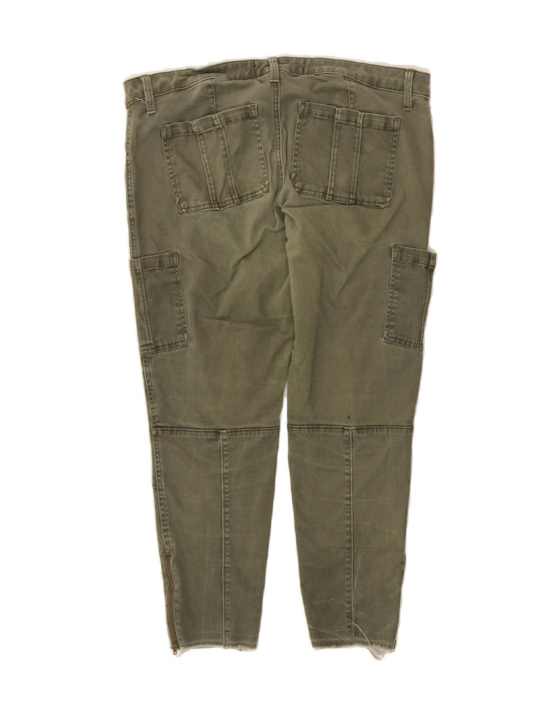 HOLLISTER Womens Crop Cargo Trousers W32 L24 Khaki Cotton Vintage Hollister and Second-Hand Hollister from Messina Hembry 