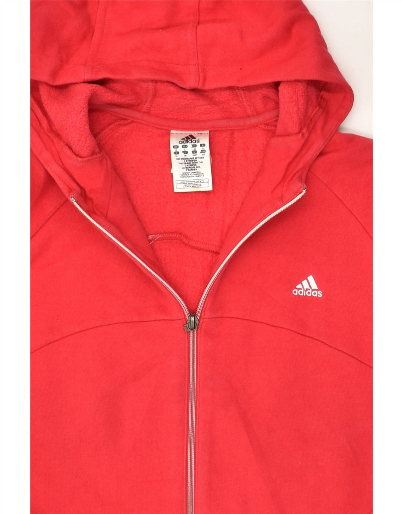 ADIDAS Womens Zip Hoodie Sweater UK 18 XL Red Cotton | Vintage Adidas | Thrift | Second-Hand Adidas | Used Clothing | Messina Hembry 