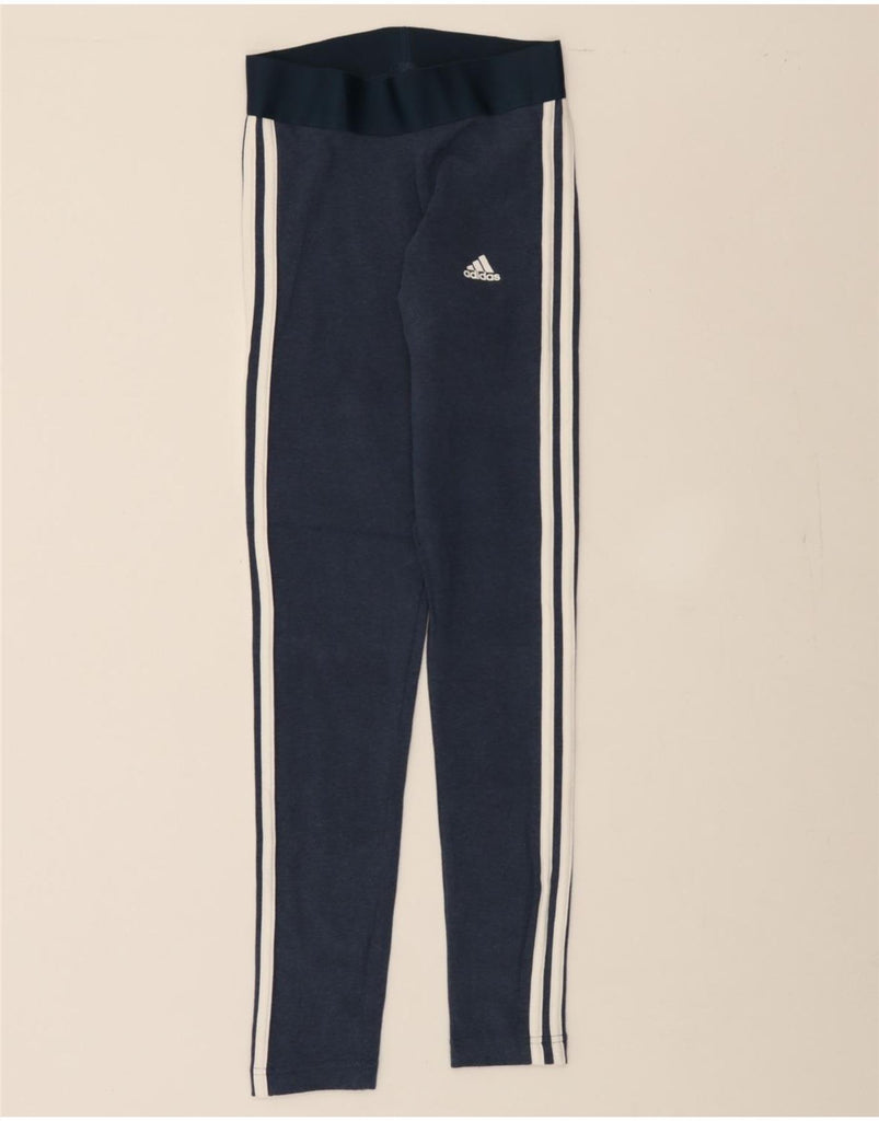 ADIDAS Womens Leggings UK 4/6 XS  Navy Blue Cotton Vintage Adidas and Second-Hand Adidas from Messina Hembry 