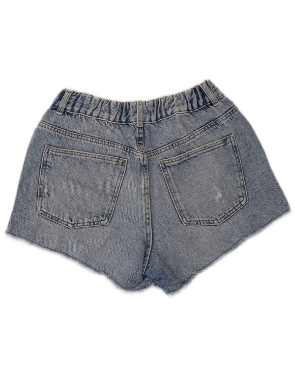 ZARA Girls High Waist Distressed Denim Shorts 13-14 Years W28 Blue