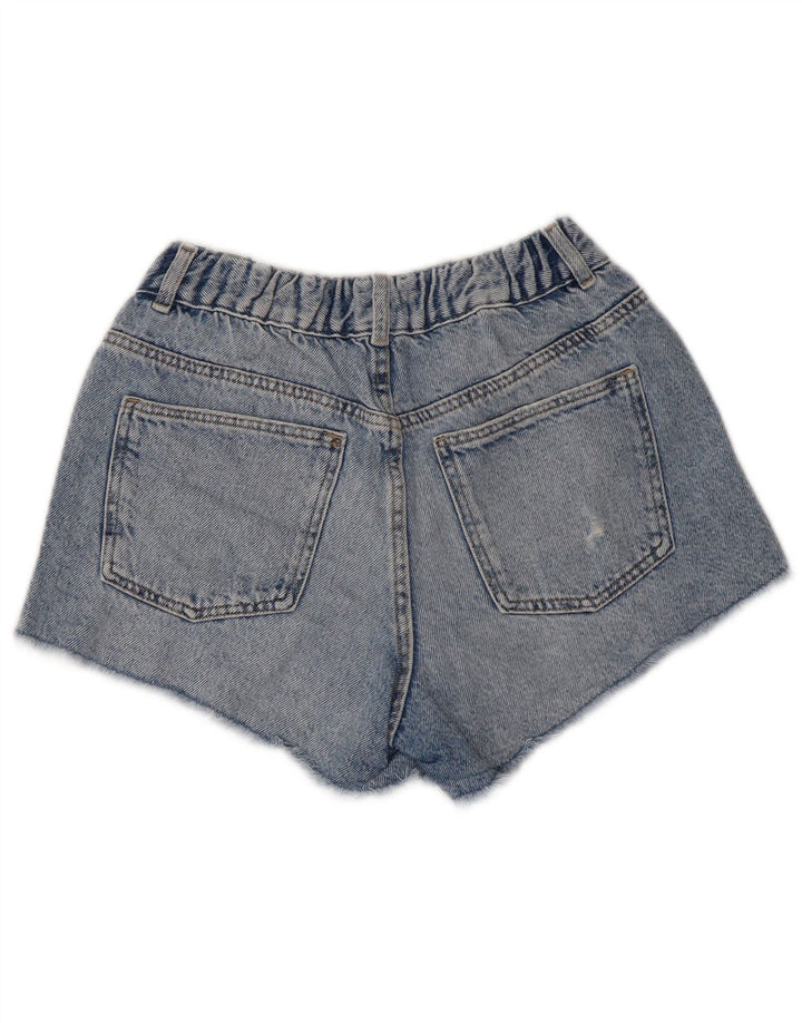ZARA Girls High Waist Distressed Denim Shorts 13-14 Years W28 Blue