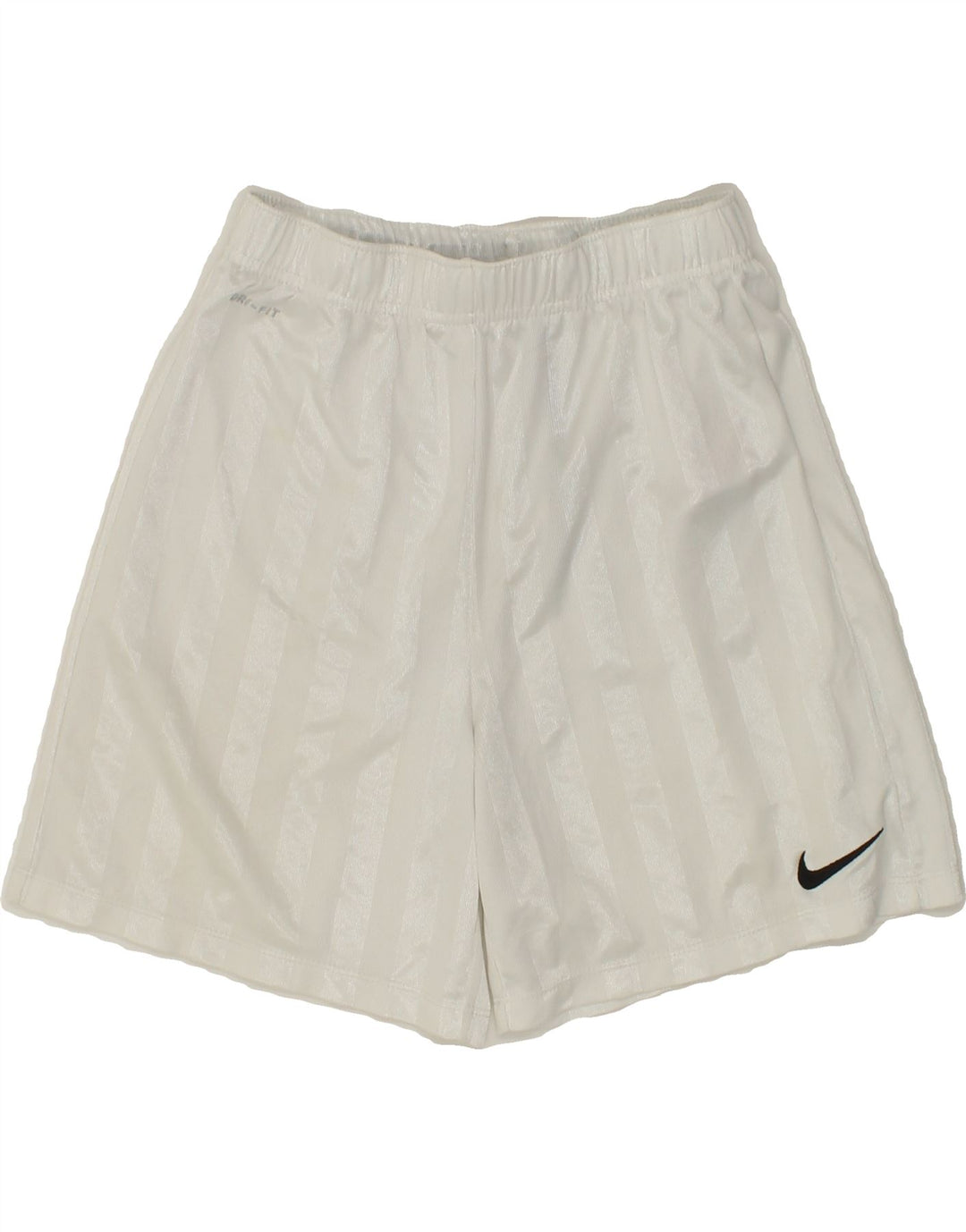 NIKE Boys Dri Fit Sport Shorts 12-13 Years Large White Striped Polyester Vintage Nike and Second-Hand Nike from Messina Hembry 