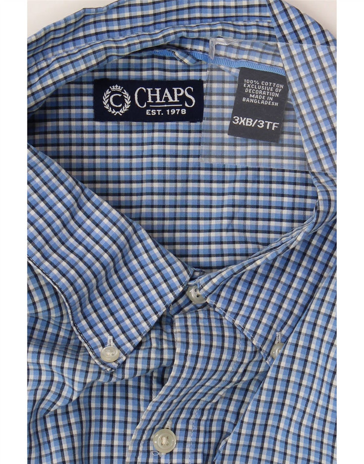 Chaps Mens Shirt 3XL Blue Gingham Cotton