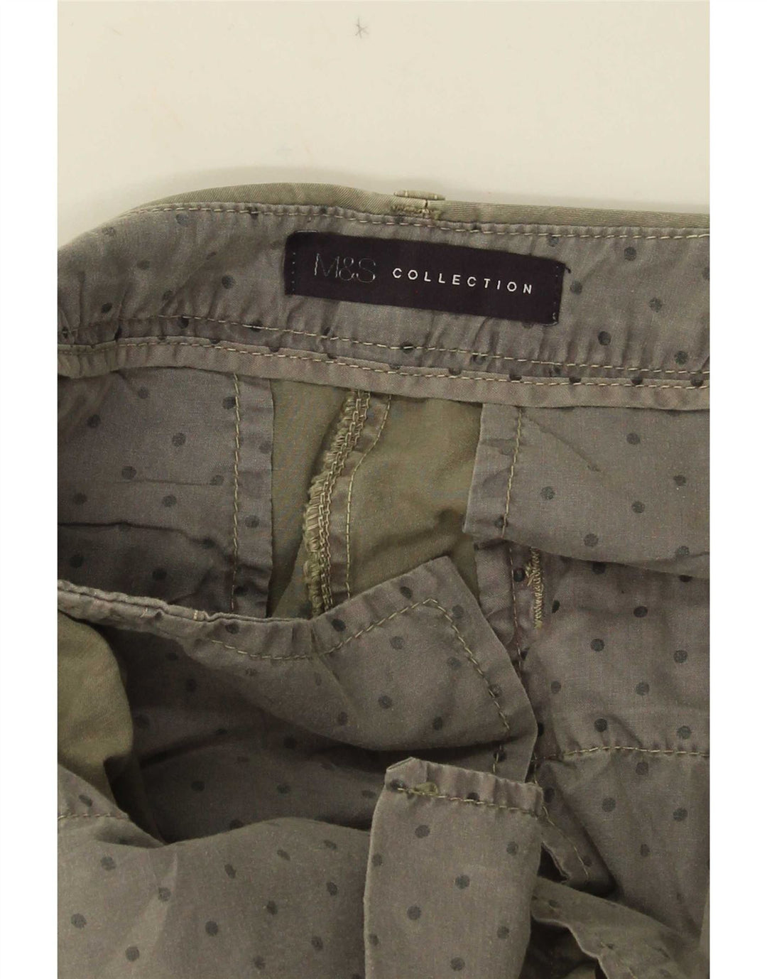 Marks & Spencer Womens Slim Chino Trousers W28 L26 Khaki Spotted