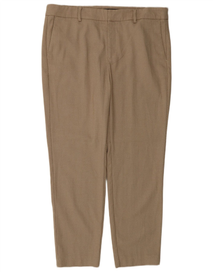 Zara Womens Slim Chino Trousers EU 42 Large W32 L27 Beige Check Polyester