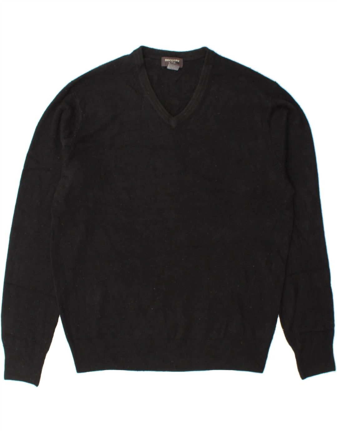 DOCKERS Mens V-Neck Jumper Sweater Large Black Acrylic Vintage Dockers and Second-Hand Dockers from Messina Hembry 
