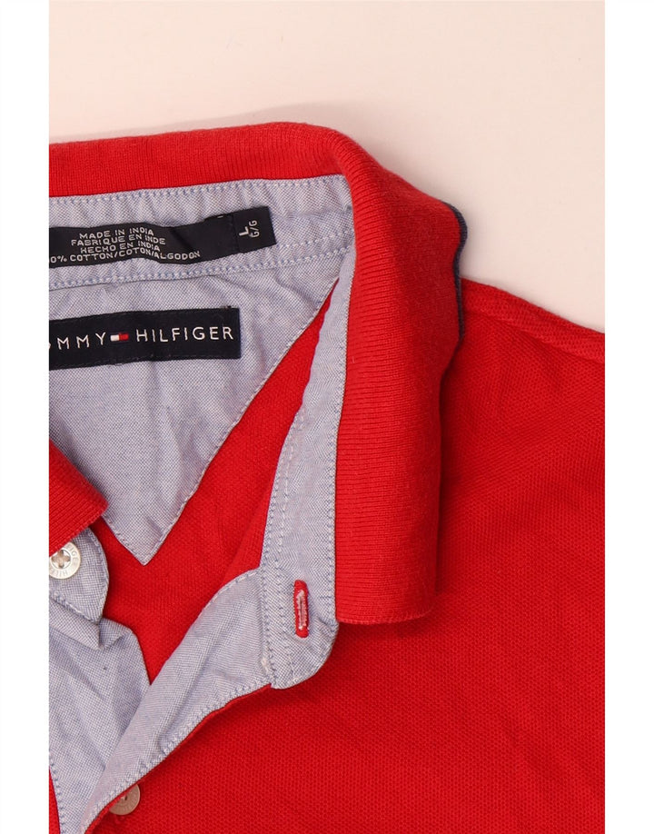 Tommy Hilfiger Mens Polo Shirt Large Red Cotton