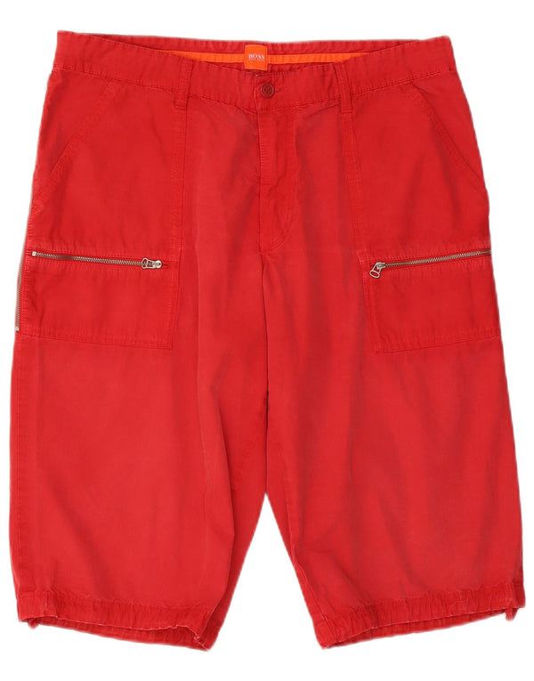 Hugo Boss Mens Cargo Shorts IT 52 XL W36 Red Cotton
