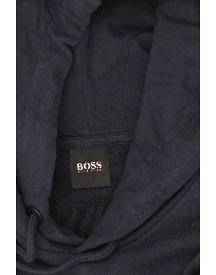 Hugo Boss Mens Graphic Hoodie Jumper Medium Navy Blue Cotton