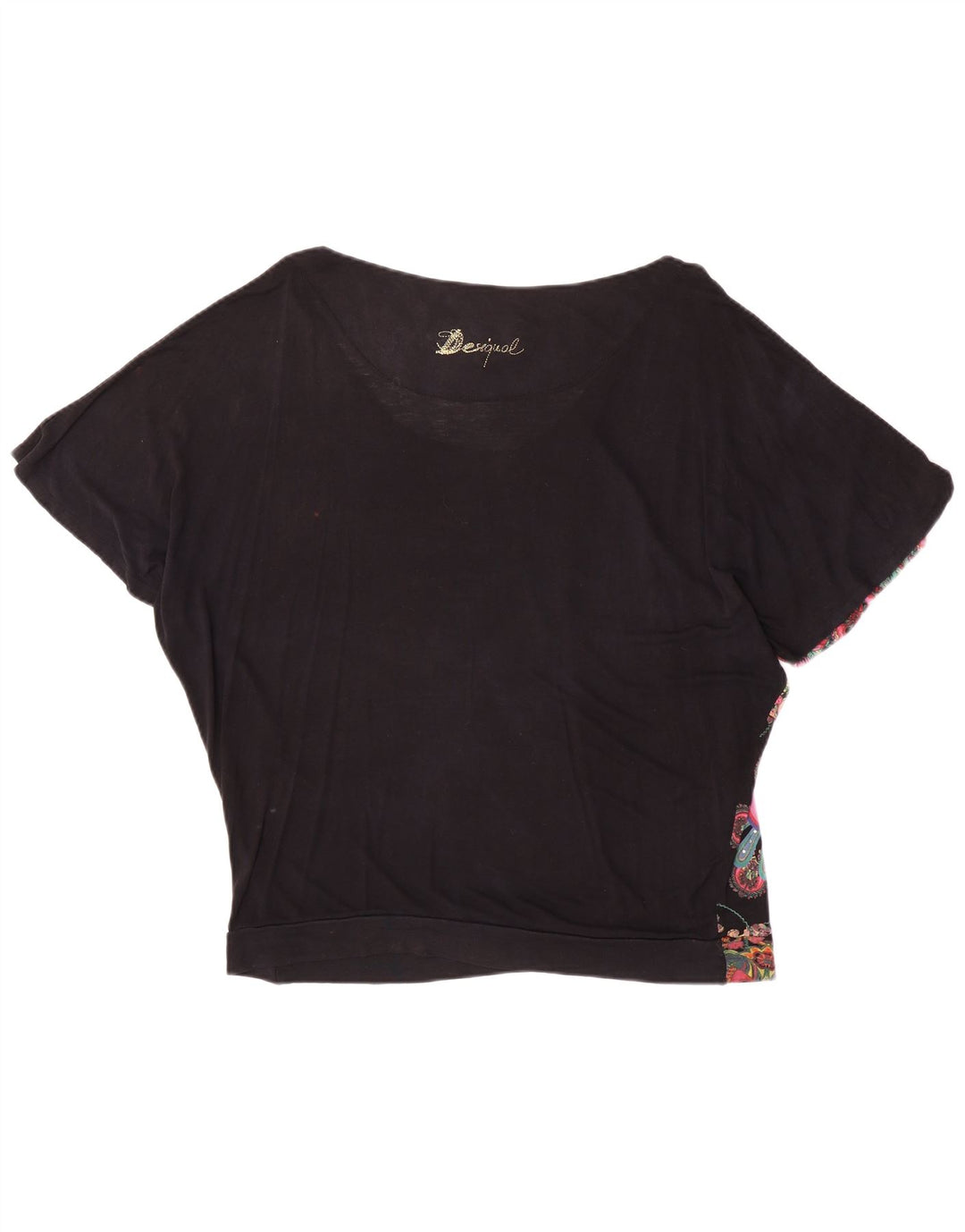 Desigual Womens Batwing Blouse Top UK 16 Large Black Floral