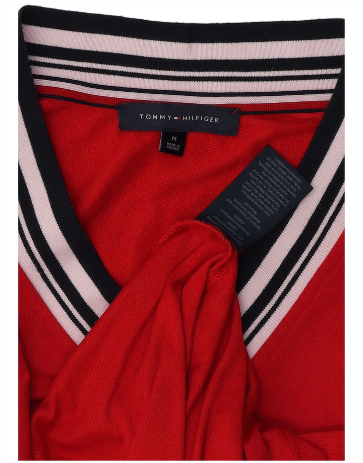 TOMMY HILFIGER Womens Top Long Sleeve UK 14 Medium Red Viscose